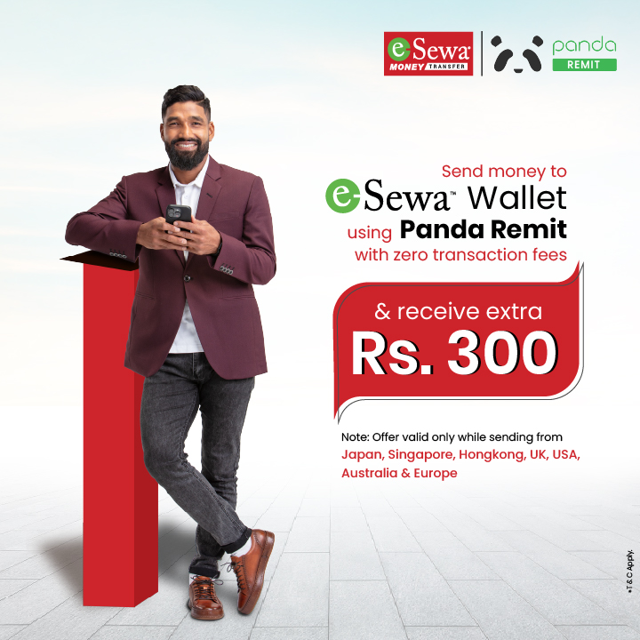 Send money to eSewa Wallet using Panda remit with zero Transaction Fees and receive Extra Rs 300.- Featured Image